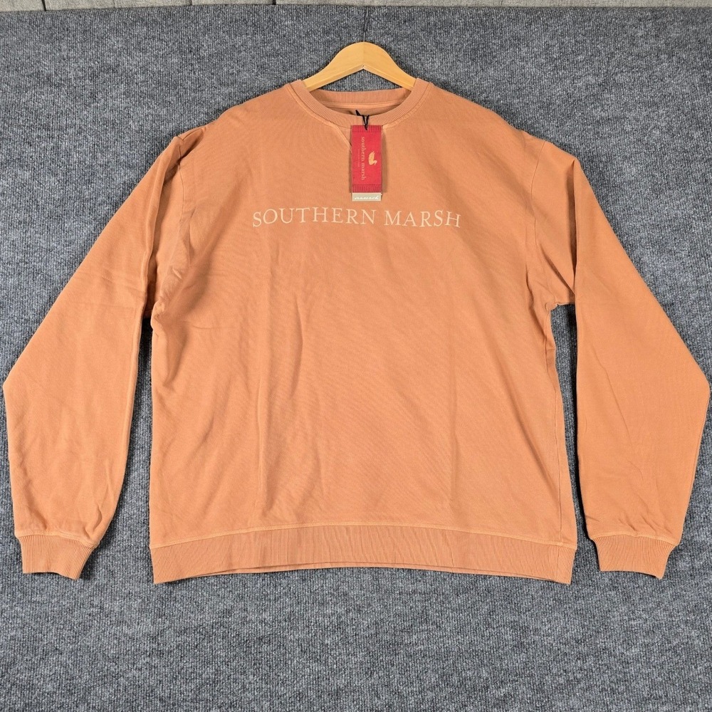 Southern Marsh Seawash Caramel Crewneck Sweatshirt Men's X Large Cotton
